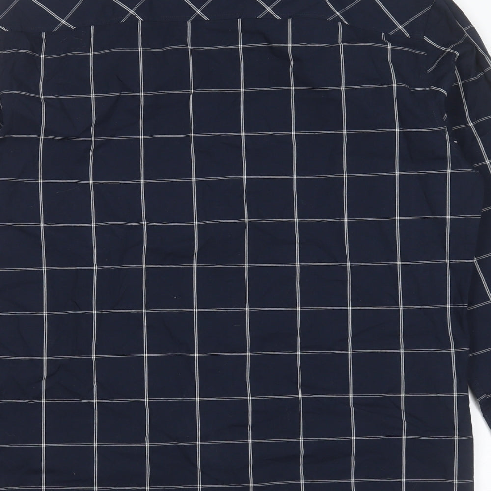 Very Mens Blue Check Cotton  Button-Up Size M Collared Button