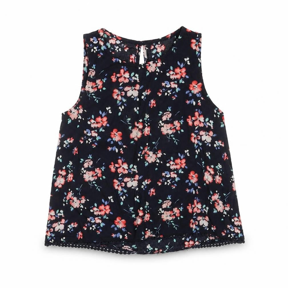Abercrombie & Fitch kids Girls Blue Floral Cotton Basic Blouse Size 9-10 Years Round Neck