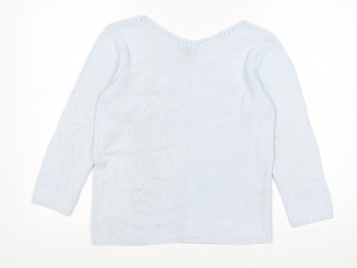 Per Una  Womens Blue Round Neck  Viscose Pullover Jumper Size 8