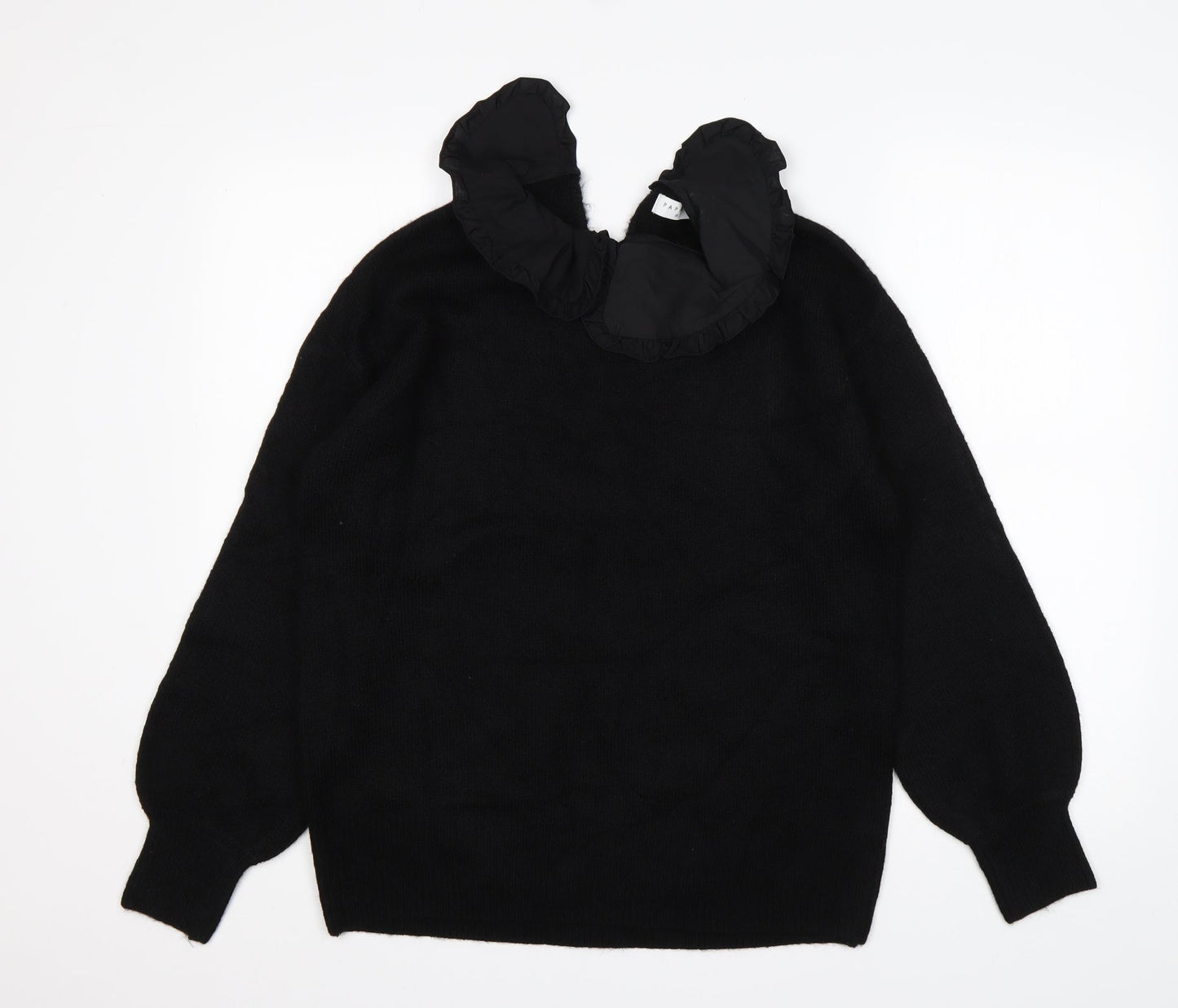 Papaya Womens Black Collared  Acrylic Pullover Jumper Size M