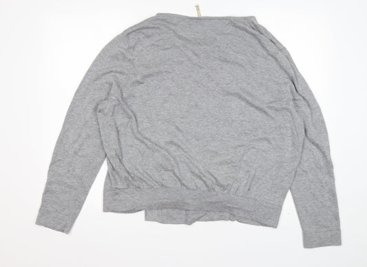 Kaliko Womens Grey V-Neck  Viscose Cardigan Jumper Size XL