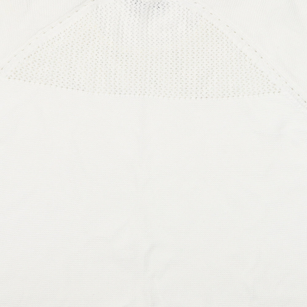 Bonmarché Womens White Crew Neck  Cotton Pullover Jumper Size L