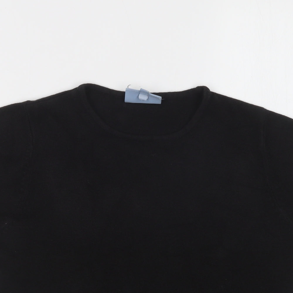 Award Womens Black Crew Neck  Acrylic Pullover Jumper Size M