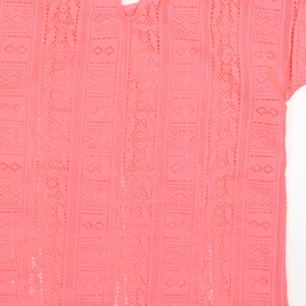 Young Dimension Girls Pink  Polyester Basic T-Shirt Size 9-10 Years Round Neck Pullover