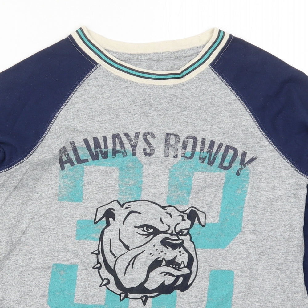 Gap Boys Blue  Cotton Basic T-Shirt Size M Crew Neck Pullover - Always Rowdy New York Bulldog