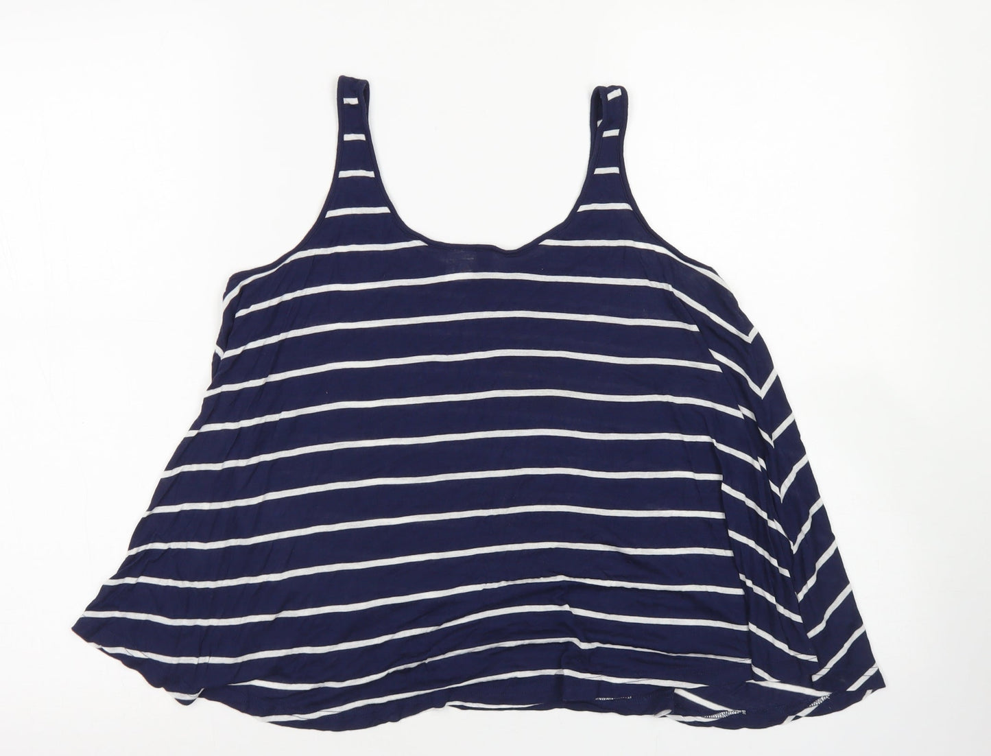 Divided Womens Blue Striped Viscose Basic Tank Size 8 Scoop Neck