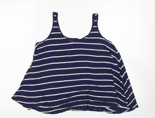 Divided Womens Blue Striped Viscose Basic Tank Size 8 Scoop Neck