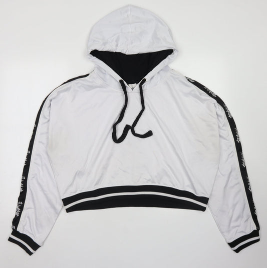 Missguided Womens White  Polyester Pullover Hoodie Size 16