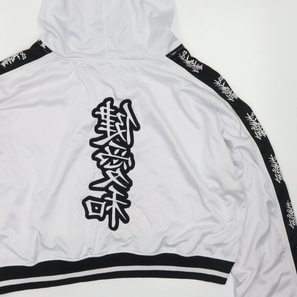 Missguided Womens White  Polyester Pullover Hoodie Size 16