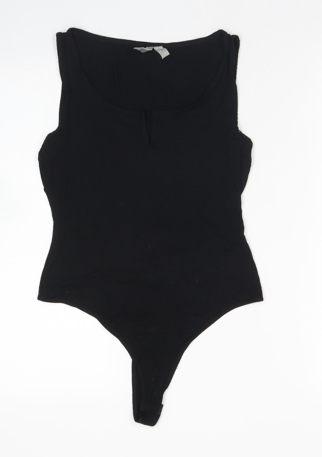 ASOS Womens Black  Viscose Bodysuit One-Piece Size 8  Snap