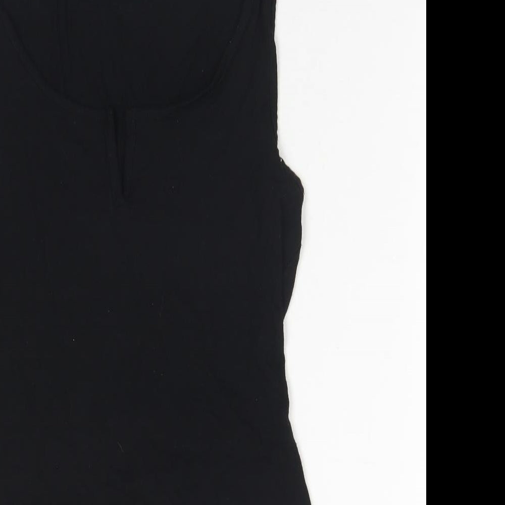 ASOS Womens Black  Viscose Bodysuit One-Piece Size 8  Snap