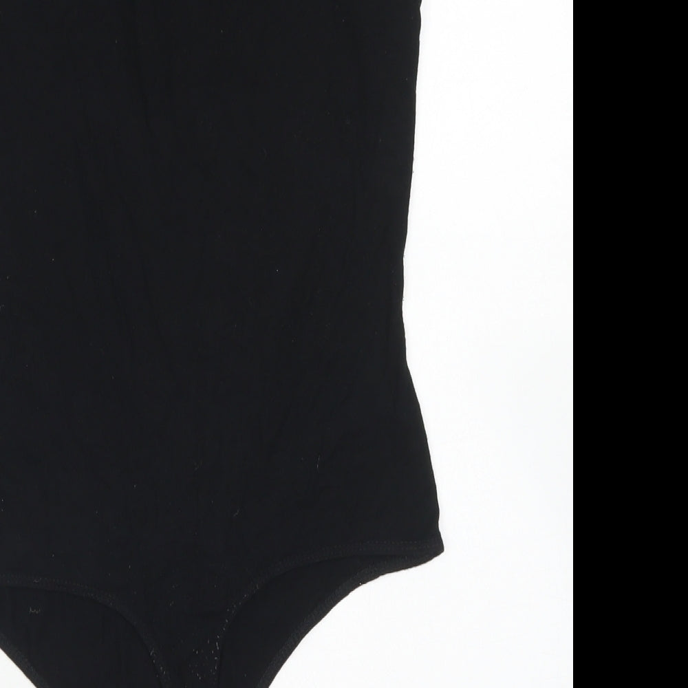 ASOS Womens Black  Viscose Bodysuit One-Piece Size 8  Snap