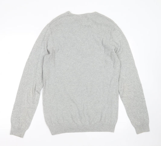 Cedar Wood State Mens Grey Round Neck  Cotton Pullover Jumper Size S
