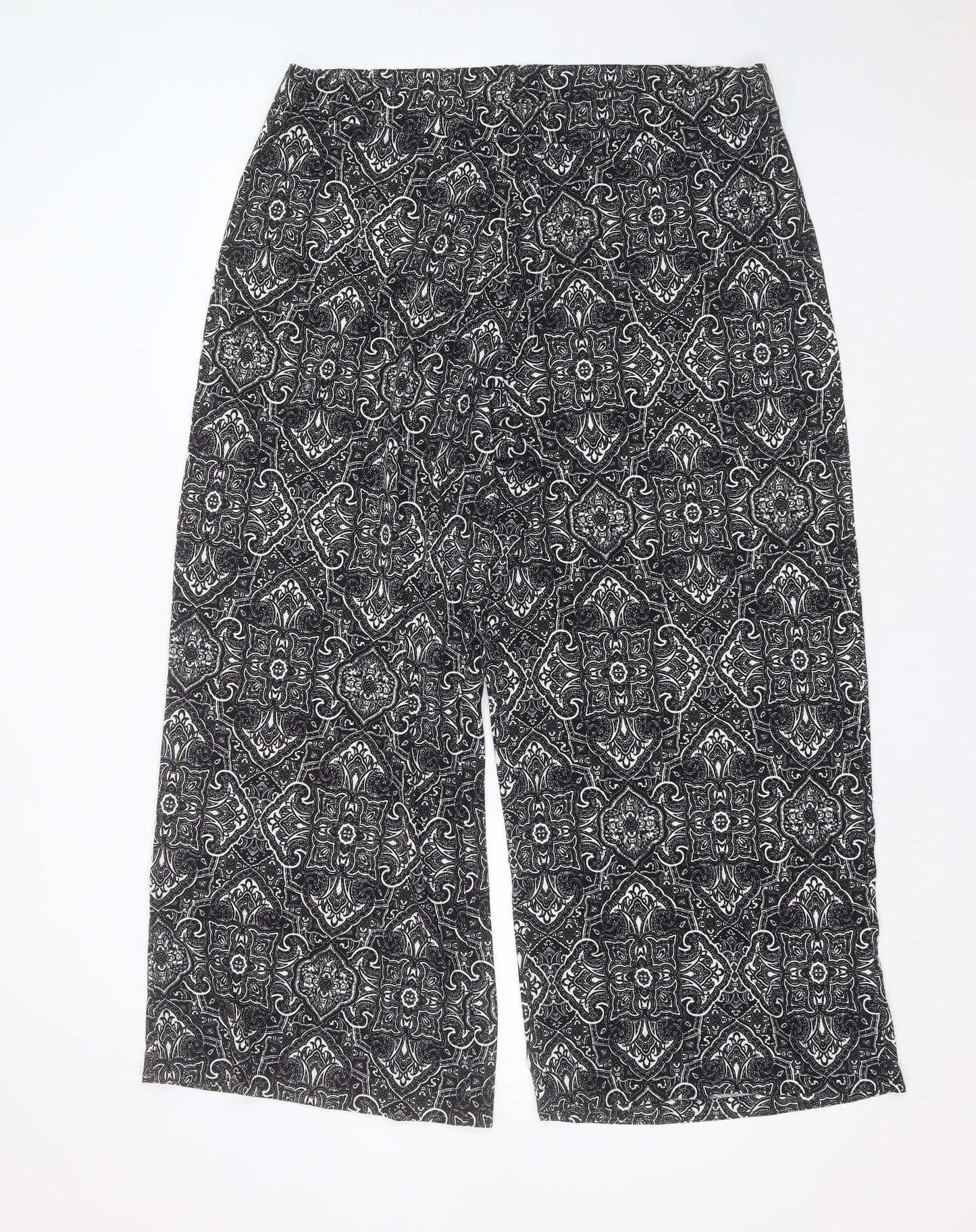 Preworn Womens Black Geometric Polyester Blend Trousers  Size 38 in L27 in Regular