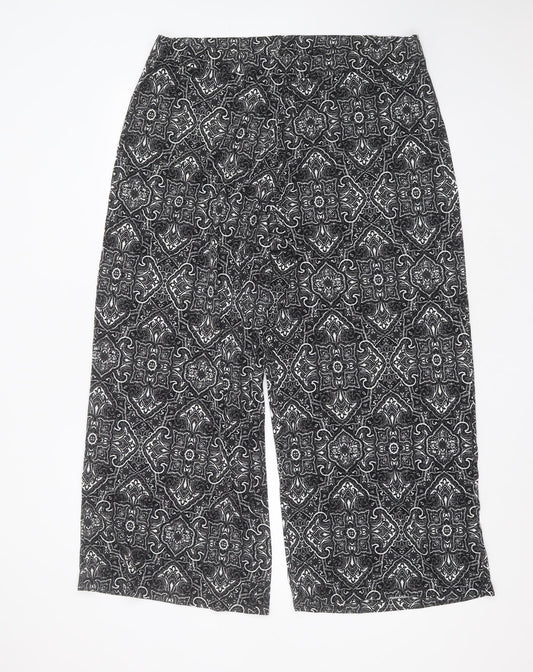 Preworn Womens Black Geometric Polyester Blend Trousers  Size 38 in L27 in Regular