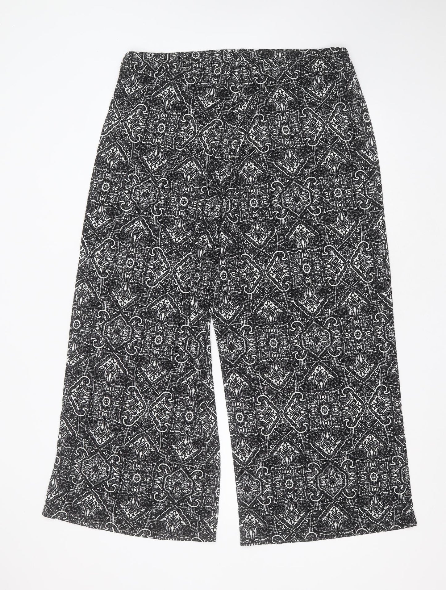 Preworn Womens Black Geometric Polyester Blend Trousers  Size 38 in L27 in Regular