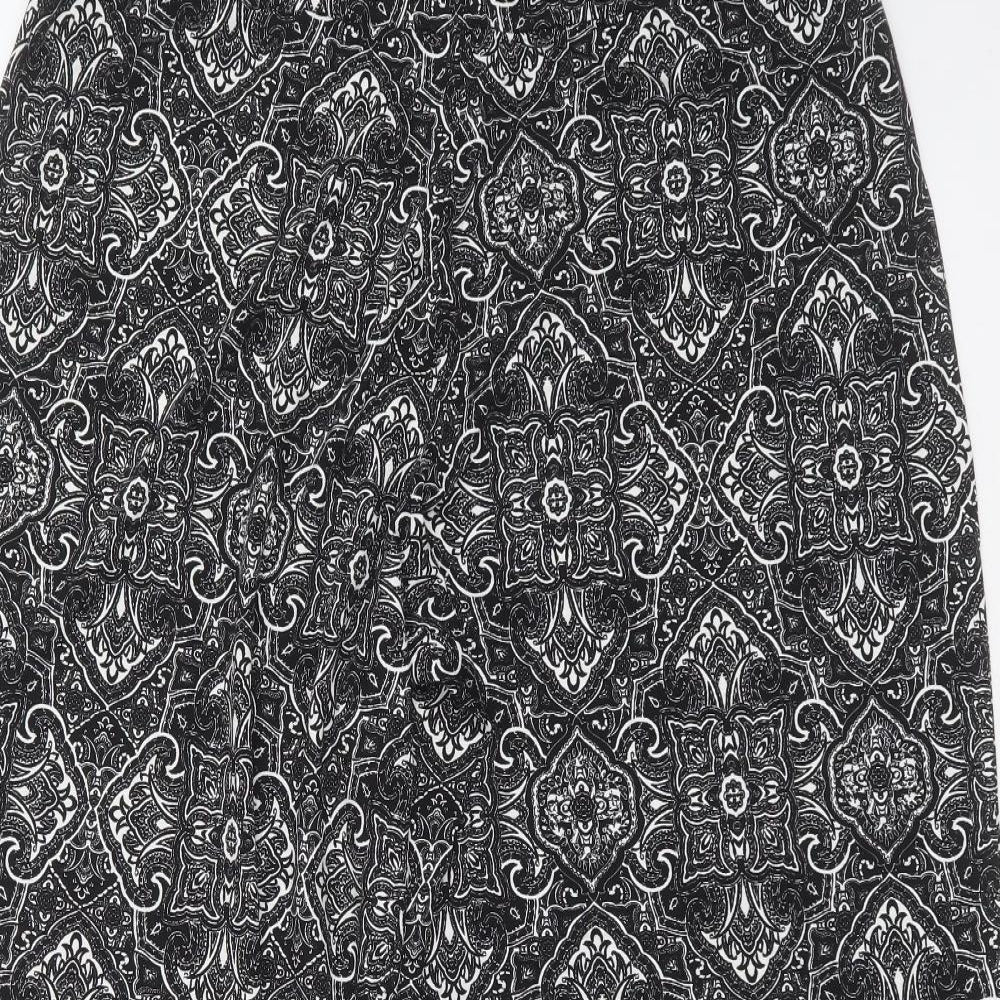 Preworn Womens Black Geometric Polyester Blend Trousers  Size 38 in L27 in Regular
