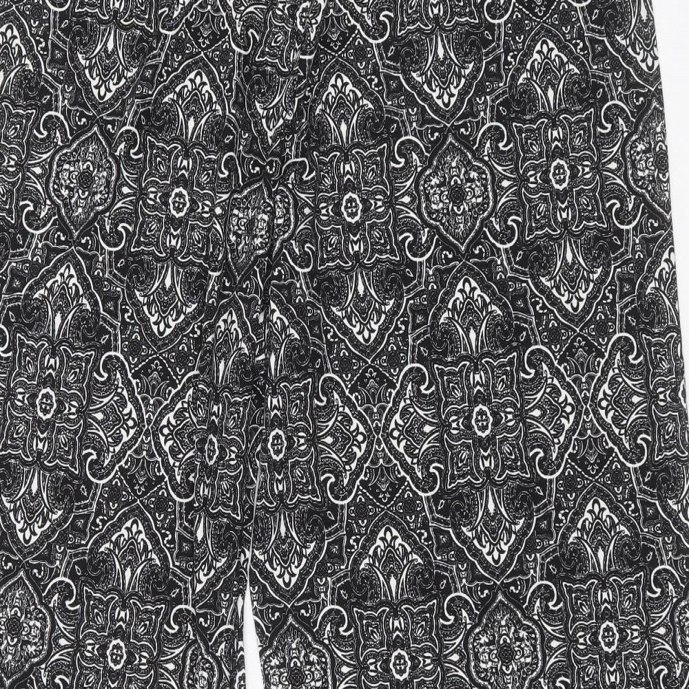 Preworn Womens Black Geometric Polyester Blend Trousers  Size 38 in L27 in Regular