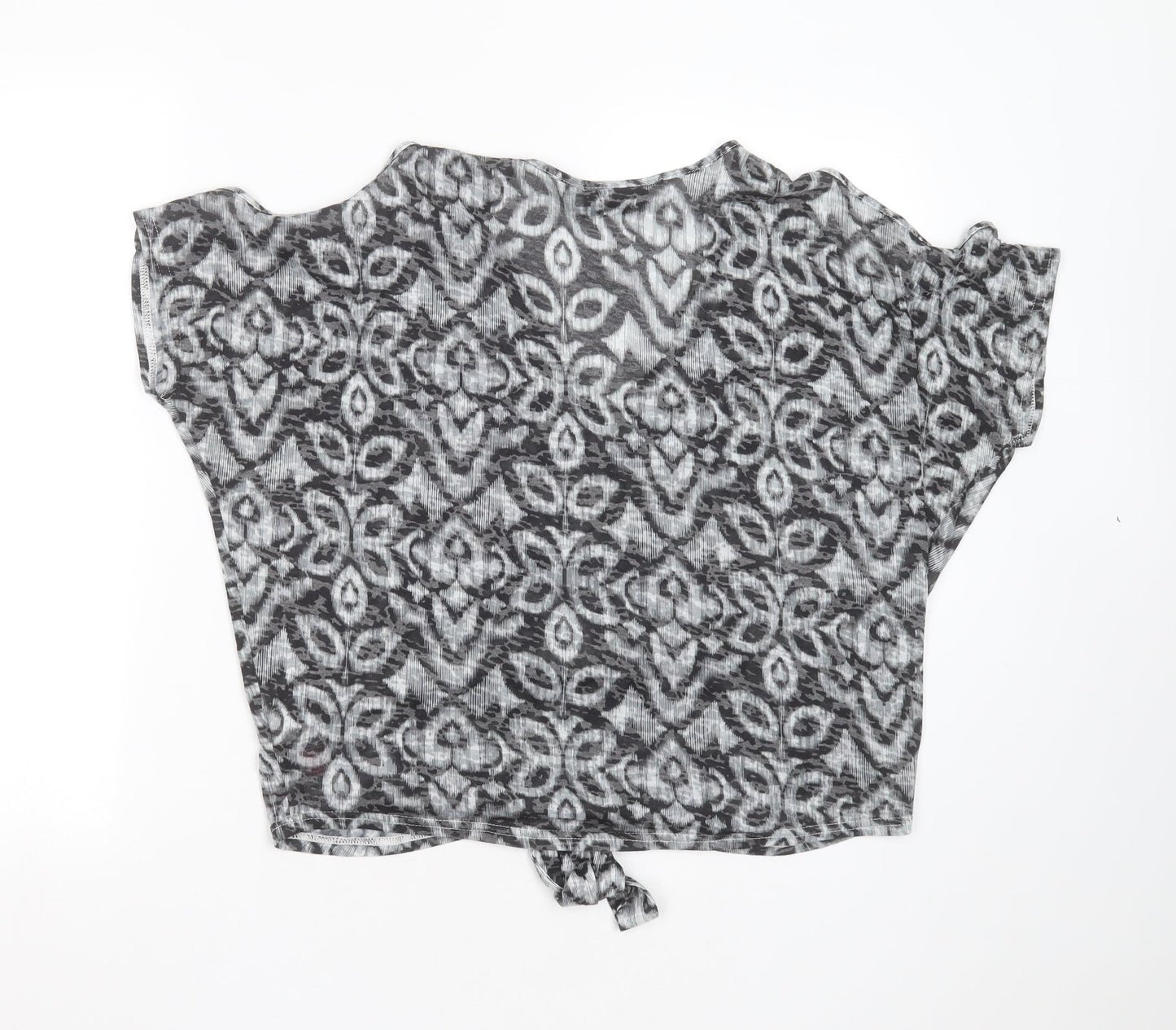 Wallis Womens Black Geometric Polyester Basic Blouse Size S Roll Neck - beaded detail