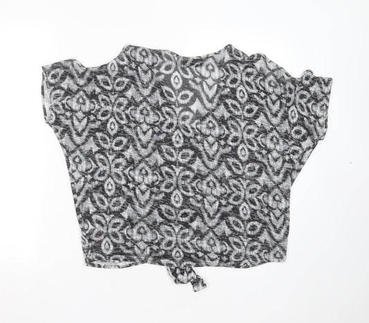 Wallis Womens Black Geometric Polyester Basic Blouse Size S Roll Neck - beaded detail