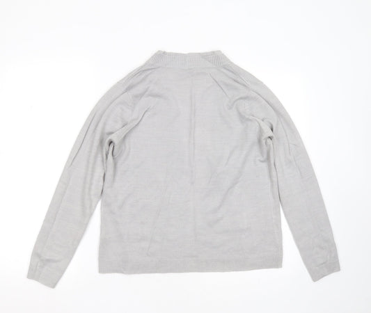 BHS Womens Grey V-Neck  Acrylic Cardigan Jumper Size 12