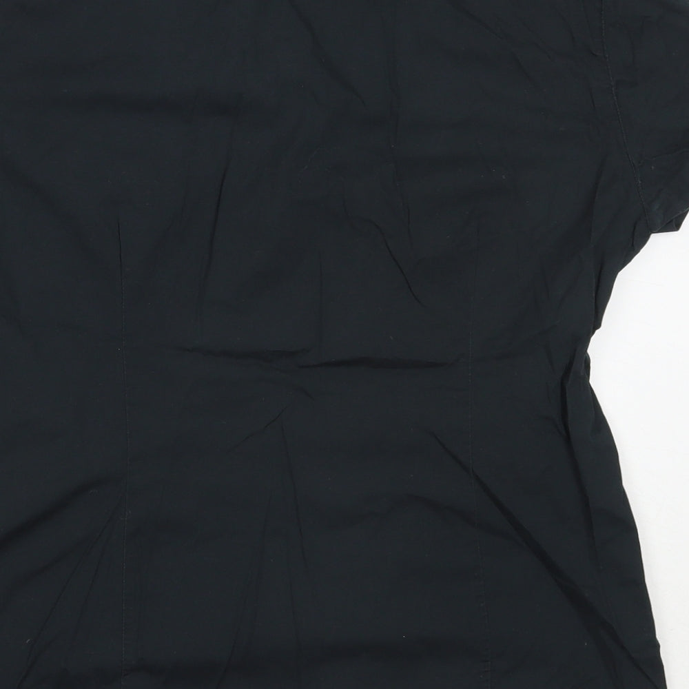 Bargear Womens Black  Cotton Basic Button-Up Size 10 Round Neck