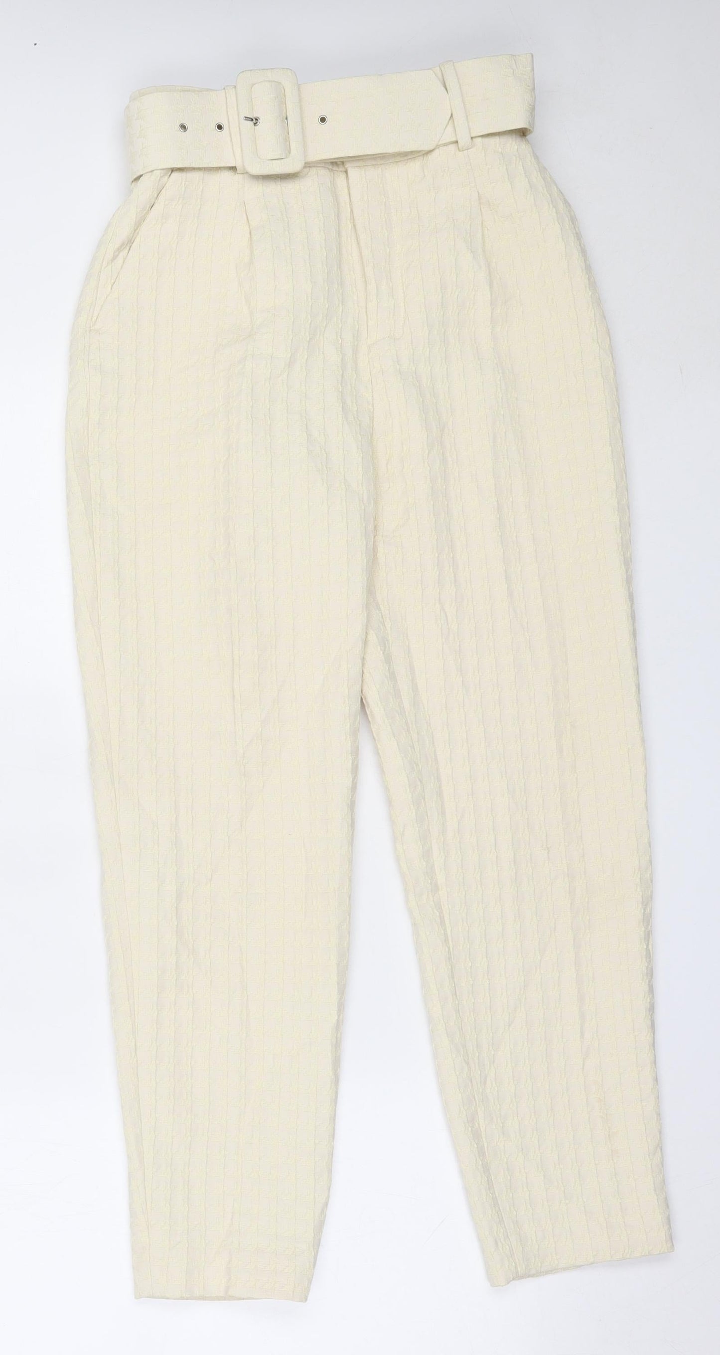 Preworn Womens Ivory  Polyester Capri Trousers Size 28 in L26 in Regular