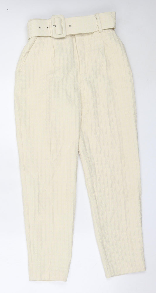 Preworn Womens Ivory  Polyester Capri Trousers Size 28 in L26 in Regular