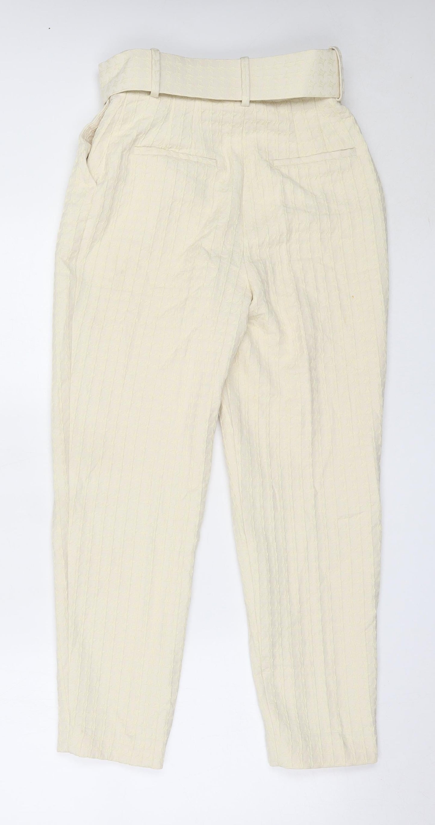 Preworn Womens Ivory  Polyester Capri Trousers Size 28 in L26 in Regular