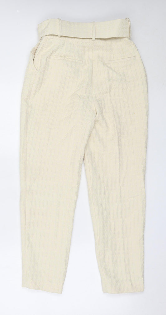 Preworn Womens Ivory  Polyester Capri Trousers Size 28 in L26 in Regular