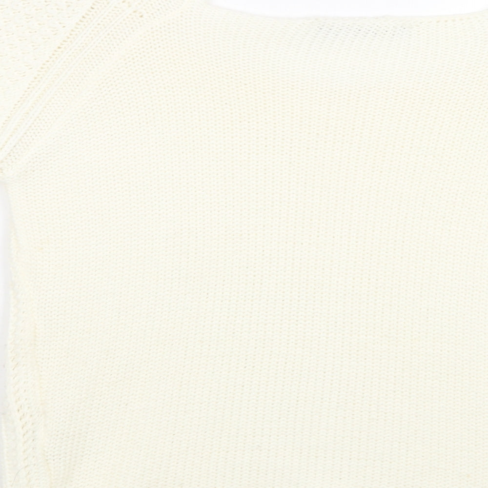 Miso Womens Ivory Square Neck  Acrylic Pullover Jumper Size 8