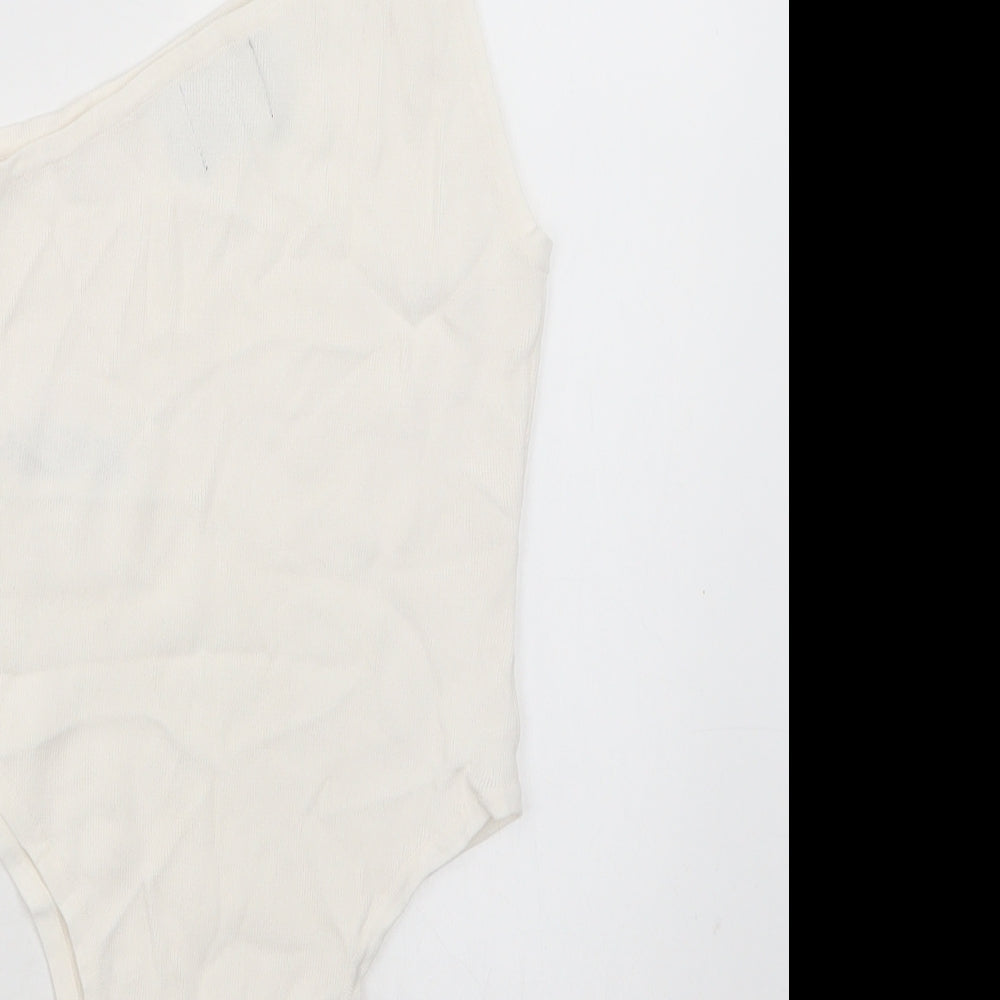 ASOS Womens Ivory  Viscose Bodysuit One-Piece Size 12  Snap