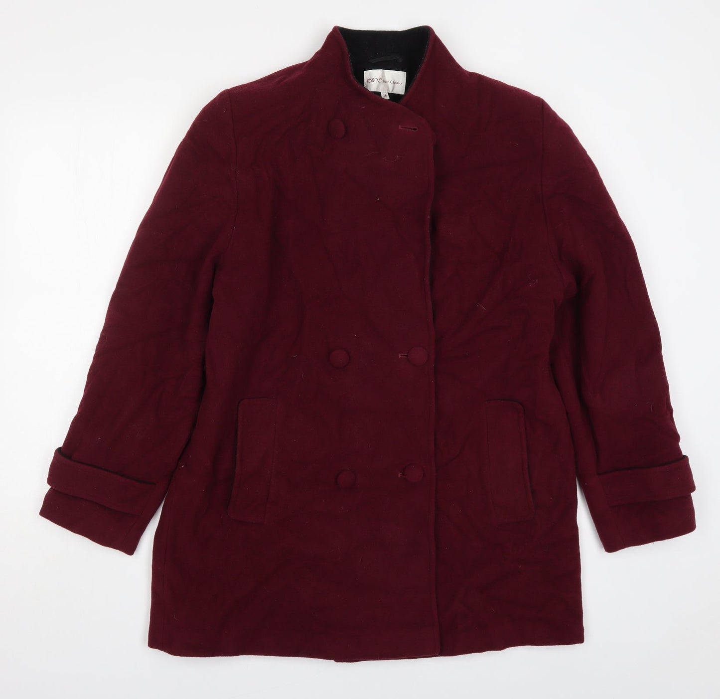 EWM Womens Red   Pea Coat Coat Size 16  Button - Wine Red