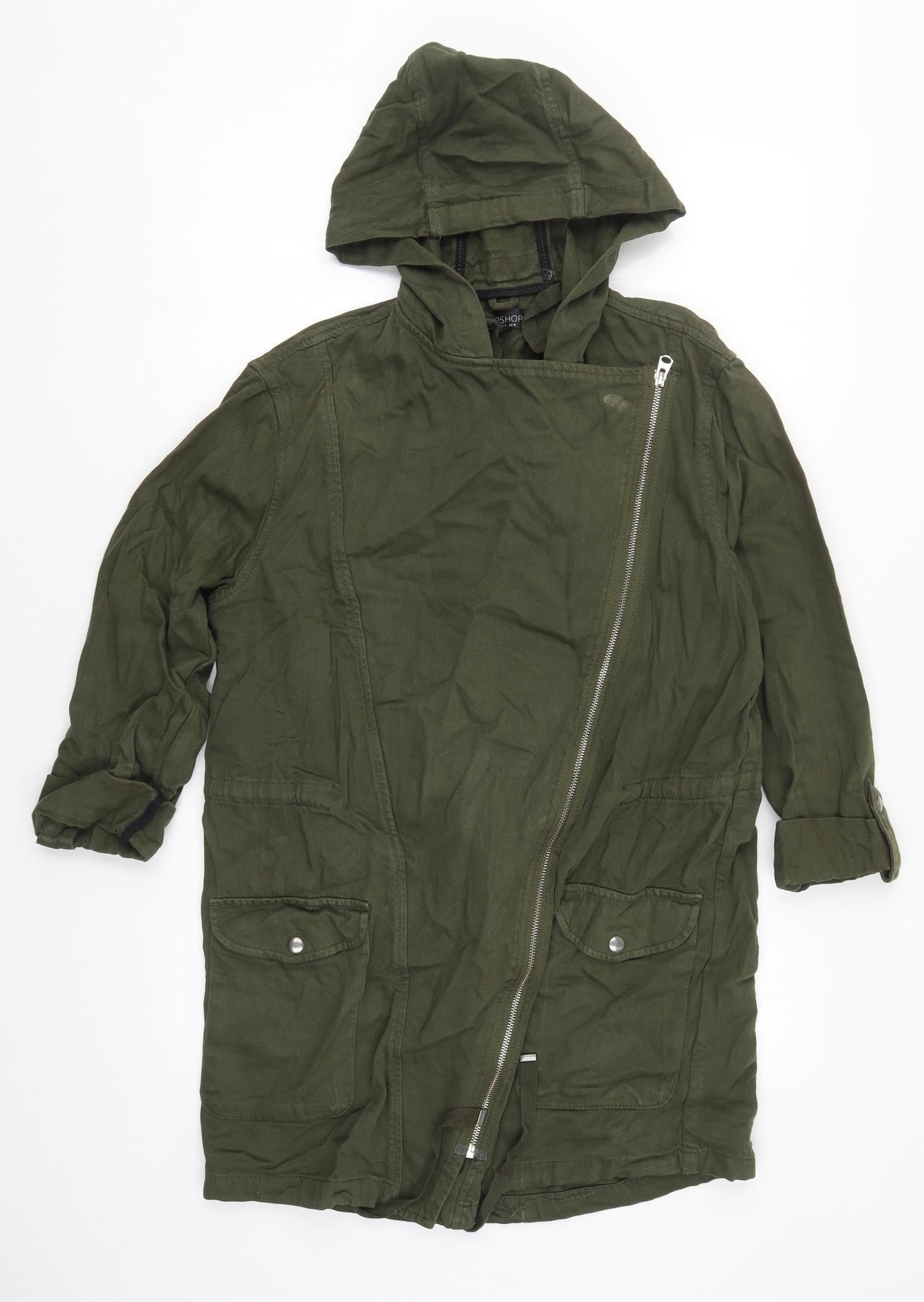 Topshop Womens Green   Jacket  Size 8  Zip