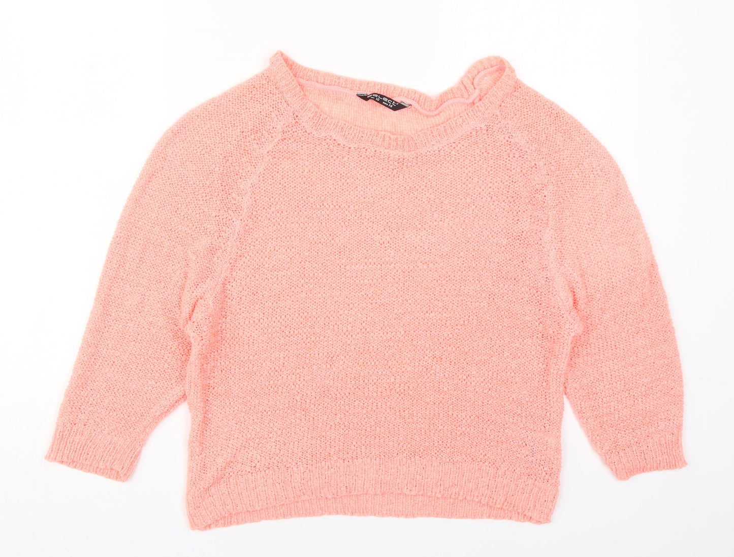 Select Womens Pink Round Neck  Acrylic Pullover Jumper Size 10