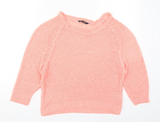 Select Womens Pink Round Neck  Acrylic Pullover Jumper Size 10