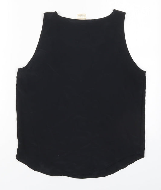 Preworn Womens Black  Polyester Basic Tank Size 12 Round Neck