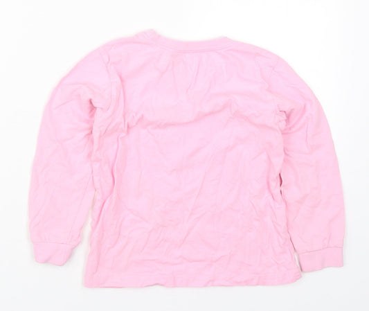 Preworn Girls Pink Solid Cotton Top Pyjama Top Size 6 Years  Pullover - Merry Christmas