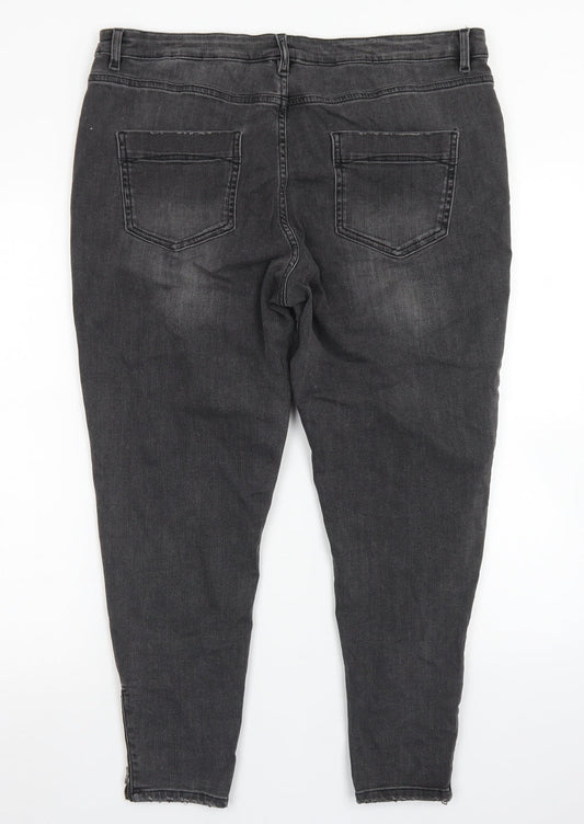 Indigo Collection Womens Grey  Cotton Skinny Jeans Size 36 in L24 in Regular Button - Short Leg