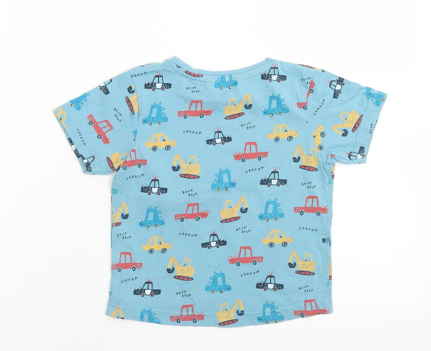 George Boys Blue Spotted Camel Basic T-Shirt Size 12-18 Months Crew Neck  - Car Print