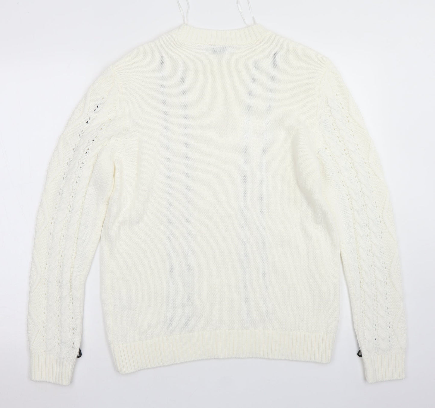 Papaya Womens White Crew Neck  Acrylic Pullover Jumper Size M