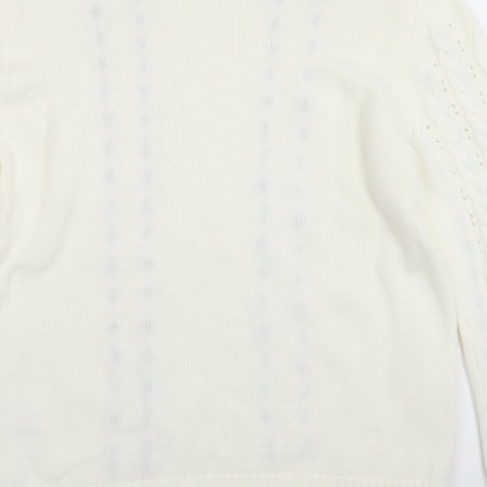 Papaya Womens White Crew Neck  Acrylic Pullover Jumper Size M