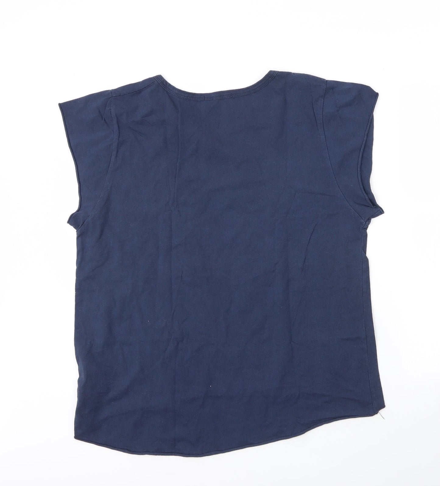 Studio Womens Blue  Cotton Basic Blouse Size M Round Neck