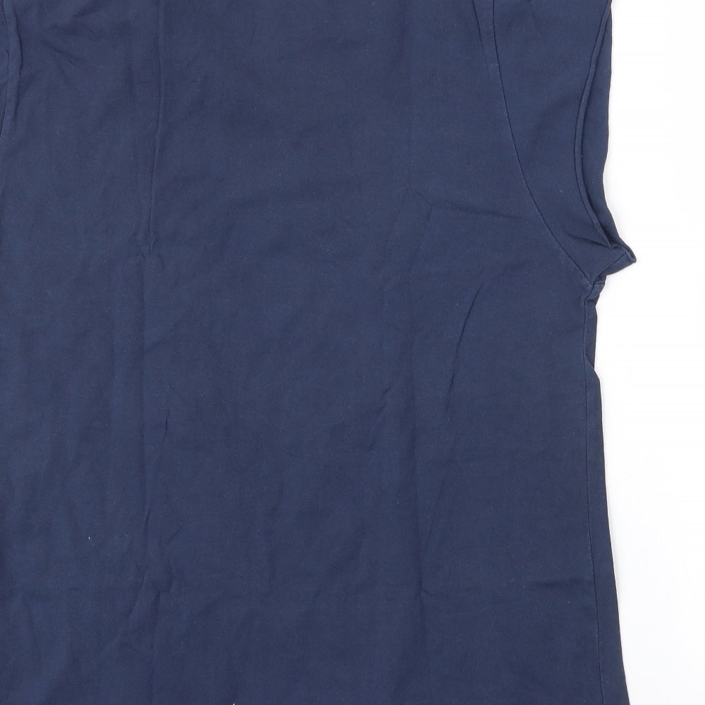 Studio Womens Blue  Cotton Basic Blouse Size M Round Neck