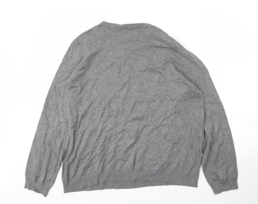 H&M Mens Grey Round Neck  Viscose Pullover Jumper Size XL