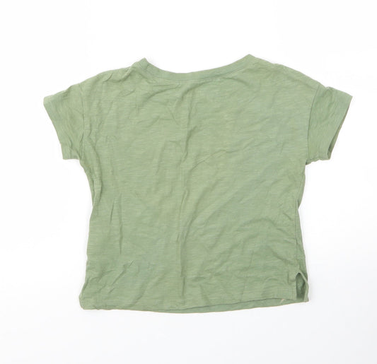 Gap Girls Green  Cotton Basic T-Shirt Size 4 Years Round Neck