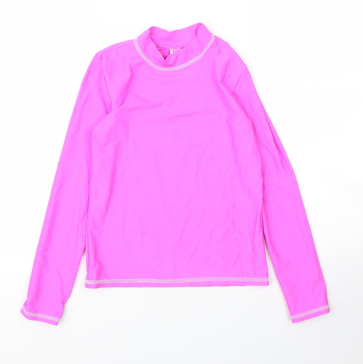 George Girls Pink  Polyester Basic T-Shirt Size 9 Years Mock Neck