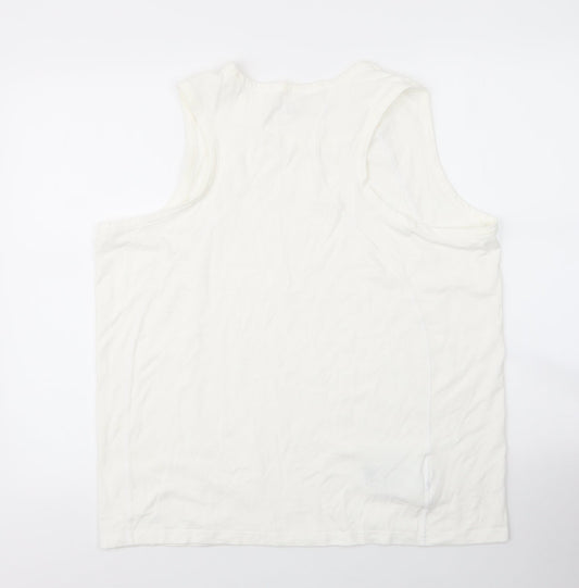 Oxlayne Mens White  Cotton Basic Tank Size XL Round Neck