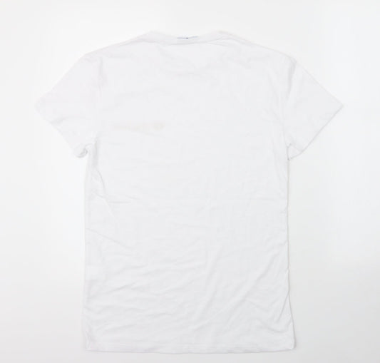 Jetty Womens White  Cotton Basic T-Shirt Size S Round Neck