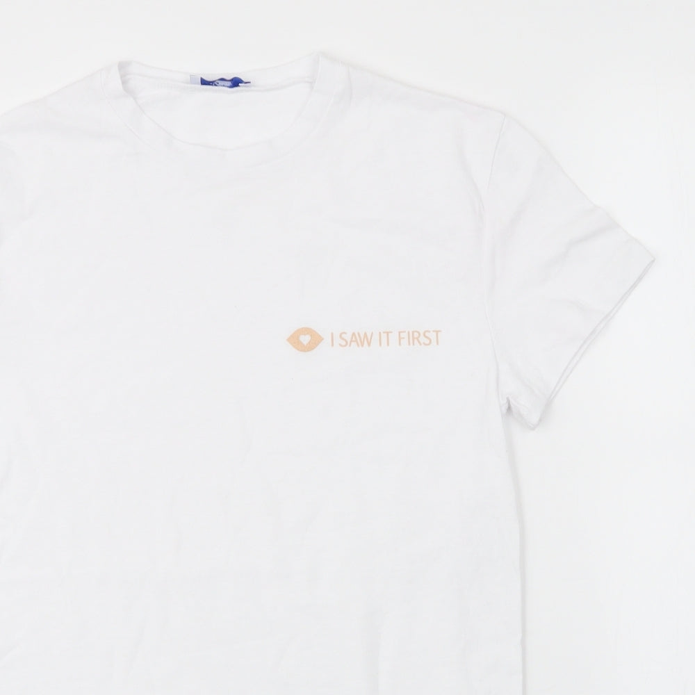 Jetty Womens White  Cotton Basic T-Shirt Size S Round Neck